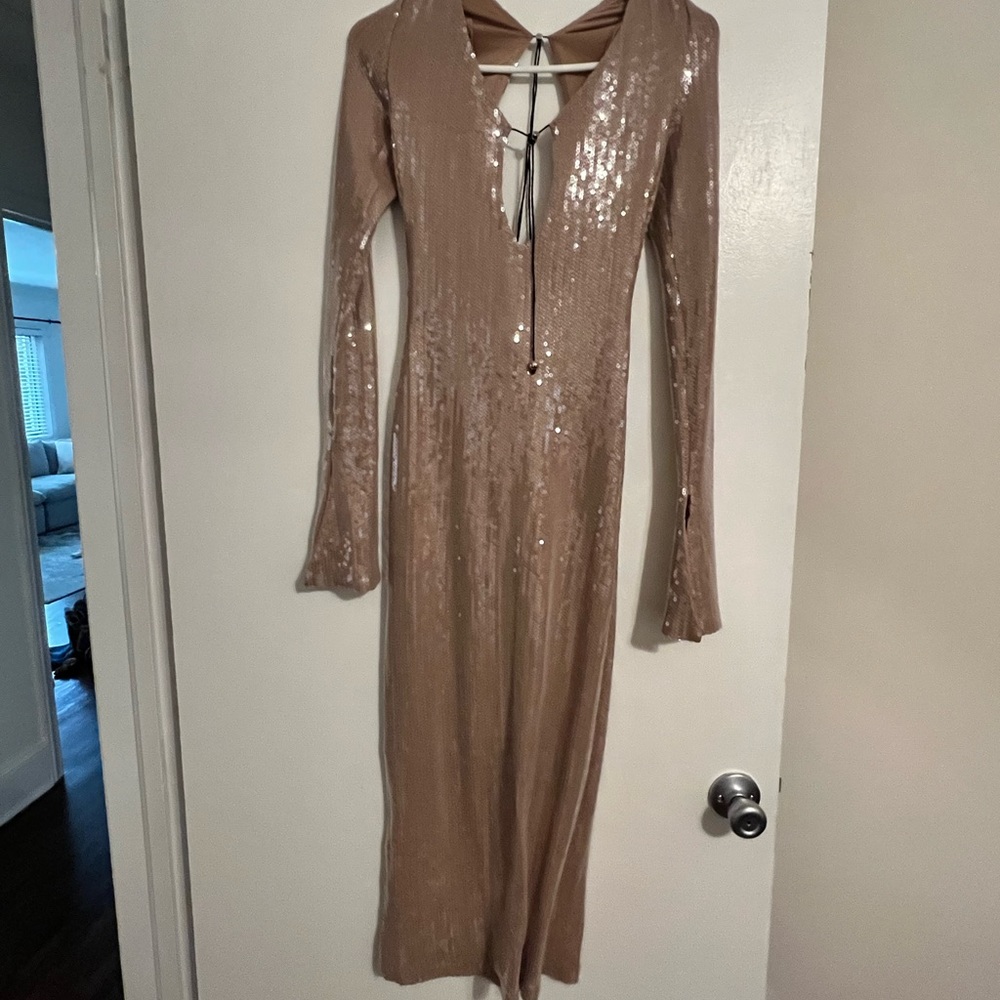 Brown/gold glitter dress